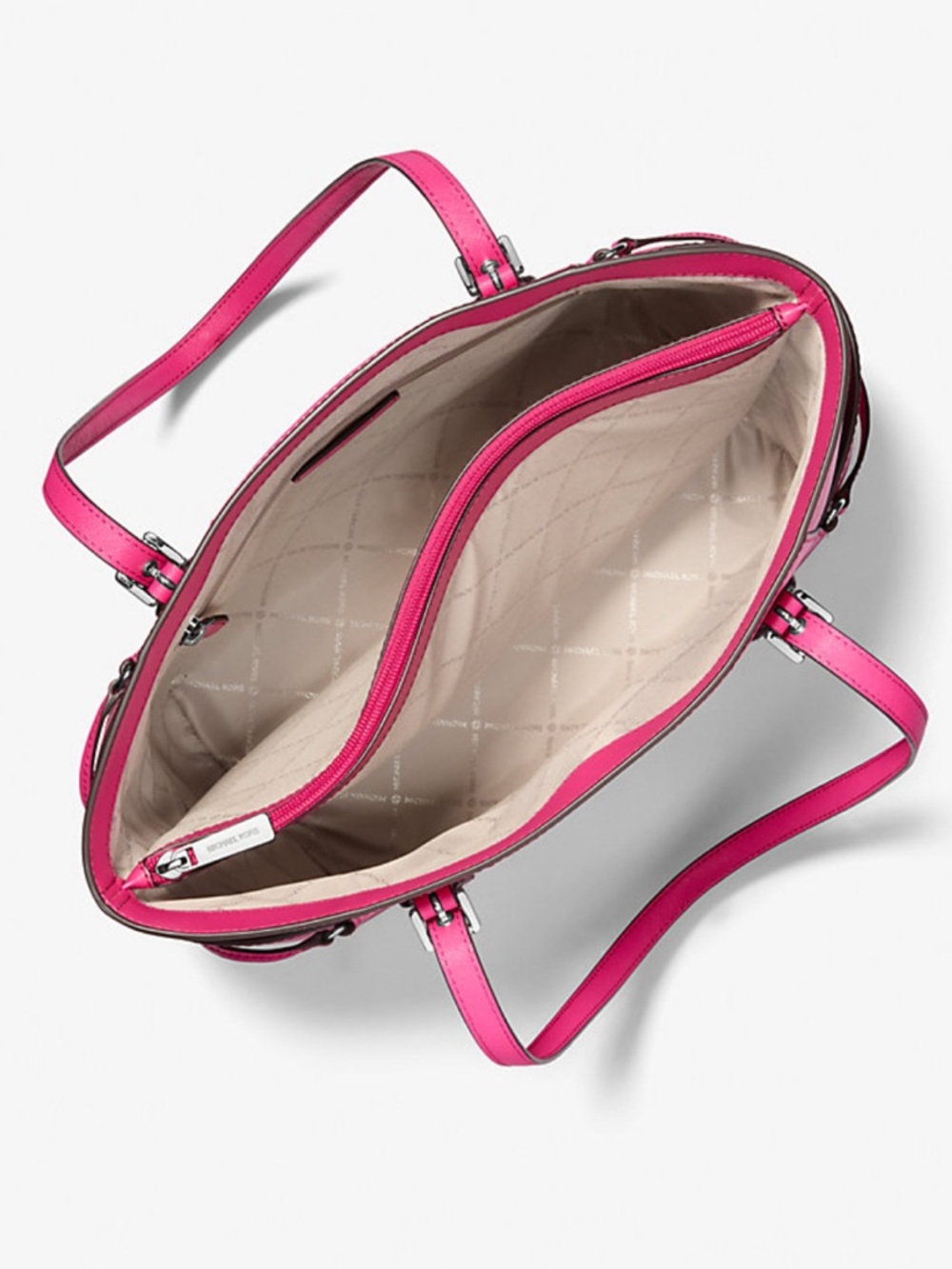 Voyager Large Saffiano Leather Tote Bag. Color: Dragonfruit - Picture 2 of 3